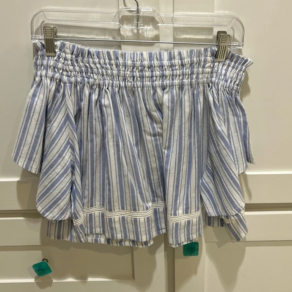 Blue & White Stripped Off the Shoulder Top - Picture 2 of 11